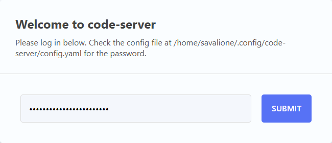 code-server requires password