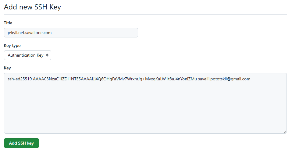 GitHub adding a new SSH key