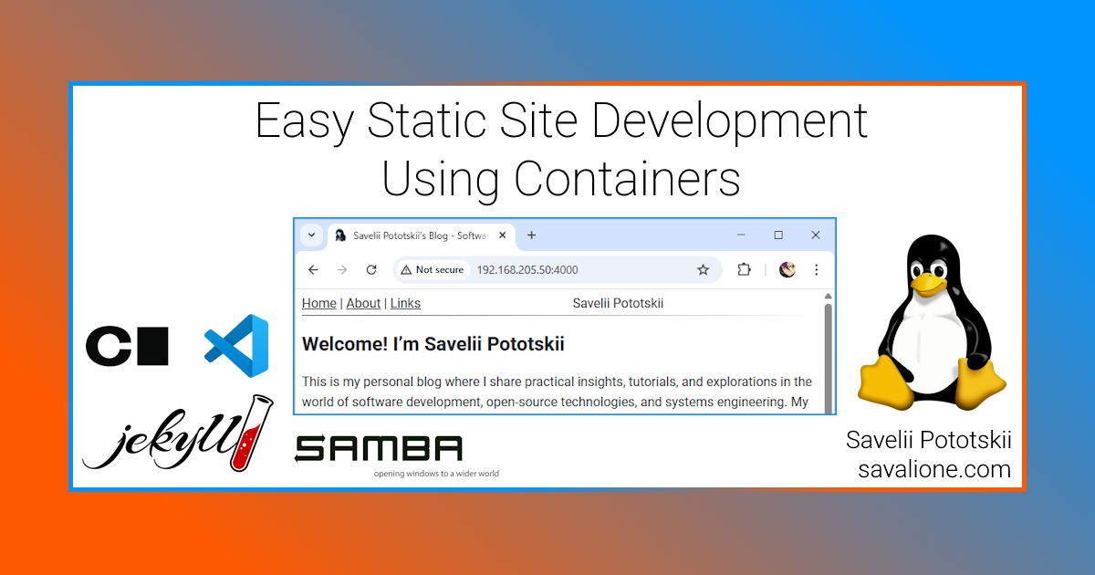 Header image for the article 'Easy Static Site Development Using Containers'