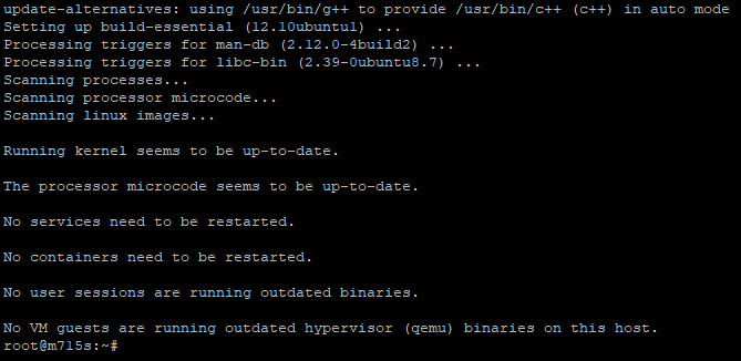 Terminal output, all packages have been installed