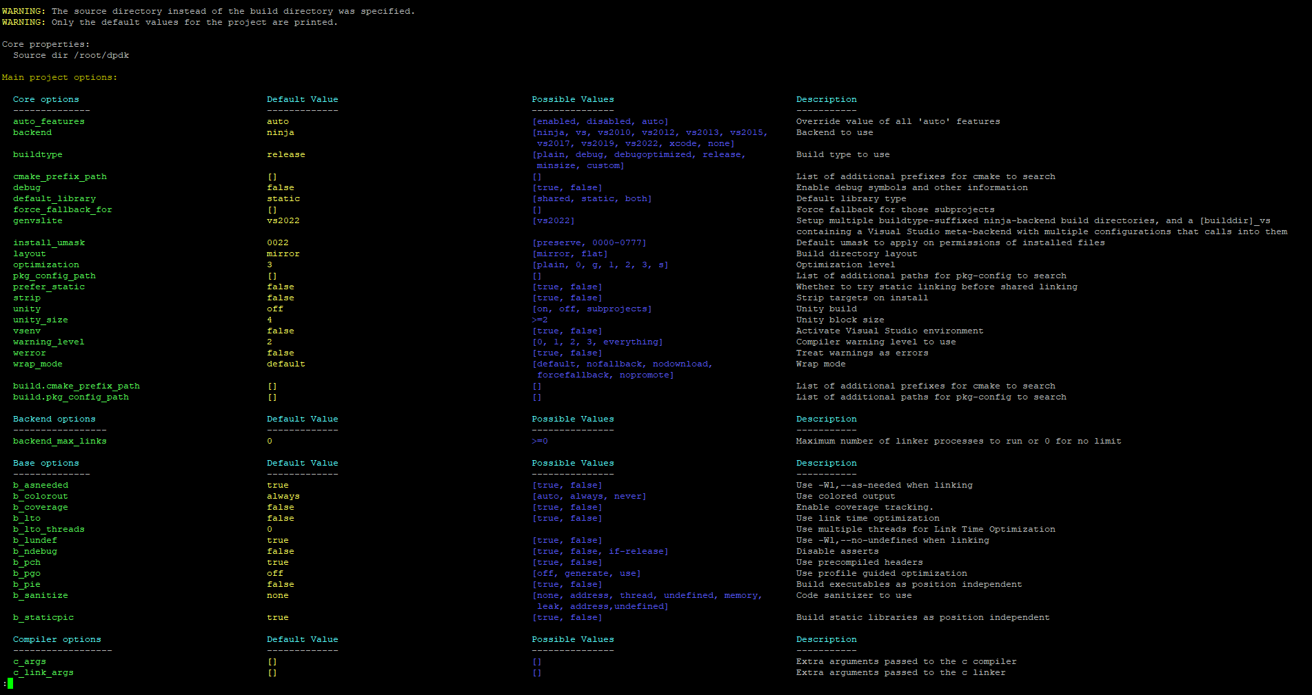 DPDK meson configuration