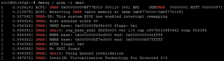 Linux kernel boot, IOMMU, dmar in the boot log
