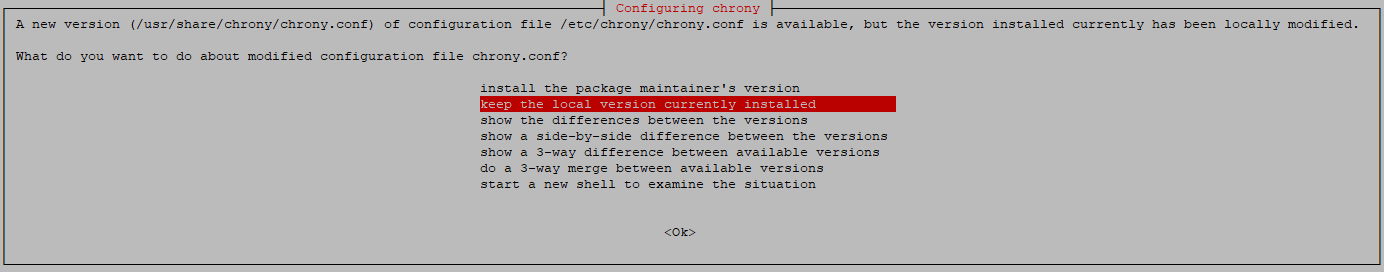Ubuntu distribution upgrade, new version of a configuration file is available