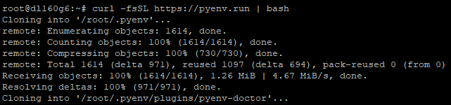 Running the pyenv installation script