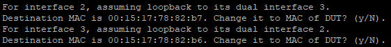 Using the TRex DPDK bind tool, using loopback MACs