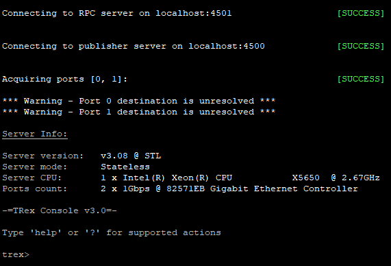 Running TRex console