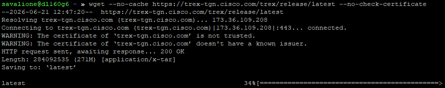 Downloading Cisco TRex from the official website