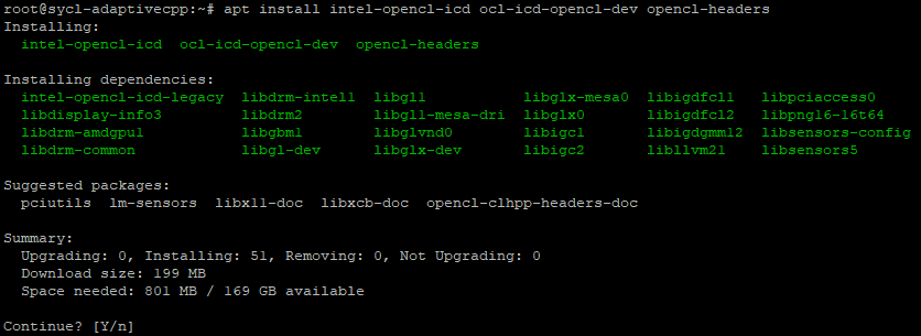 Output of the apt command Terminal output of apt showing all packages that will be installed